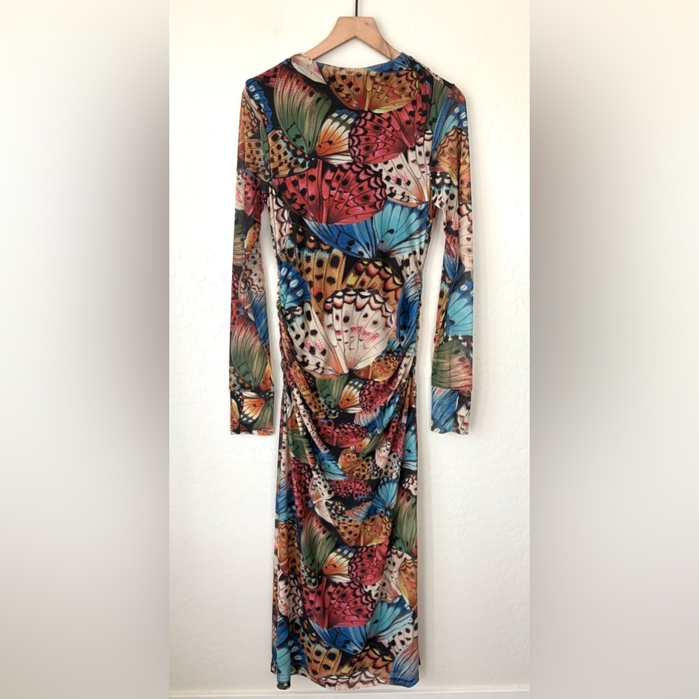 NWT Farm Rio Long-Sleeve Mesh Slim Midi Dress Size M - Picture 5 of 7